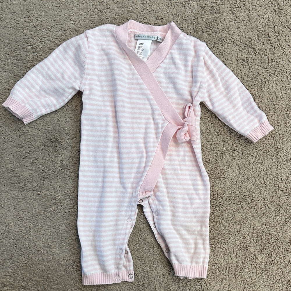 Elegant Baby Pink Striped Baby Onesie 3-6 months